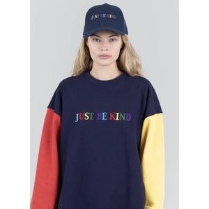 Mayfair Group The Label Just Be Kind Color Block Oversize Sweatshirt Crewneck
